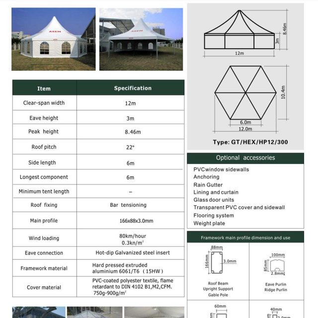 12m Span Polygon High Peak Tent