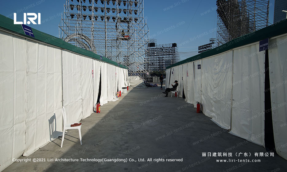 Lounge area under frame tent