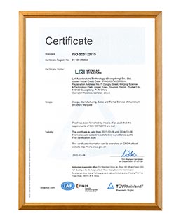 Сертификат соответствия стандарту ISO 9001:2015
