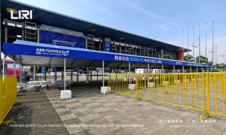 Temporary Tent Structures for Security and Technical Support at Formula E Race